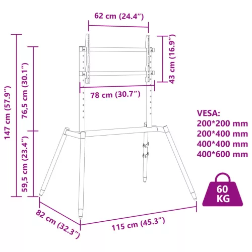  4 lábú TV-állvány 37-86" képernyőhöz max VESA 400x600 mm 60 kg"