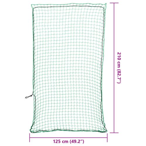  zöld polipropilén utánfutóháló elasztikus kötéllel 2,1 x 1,25 m