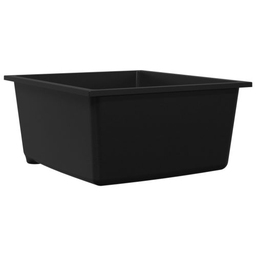  Konyhai Mosogató Átfolyó Nyílással Fekete Gránitból