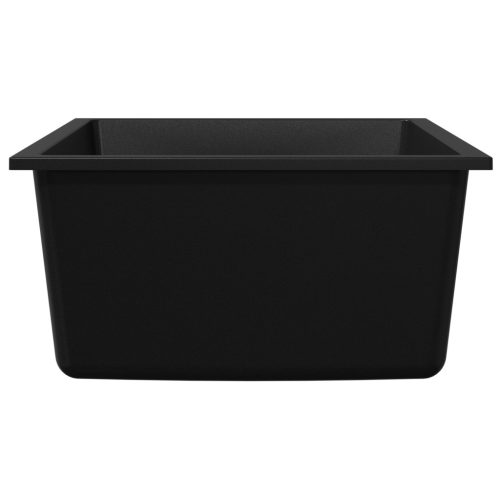  Konyhai Mosogató Átfolyó Nyílással Fekete Gránitból