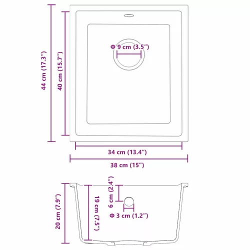  Konyhai Mosogató Átfolyónyílással Szürke Gránit