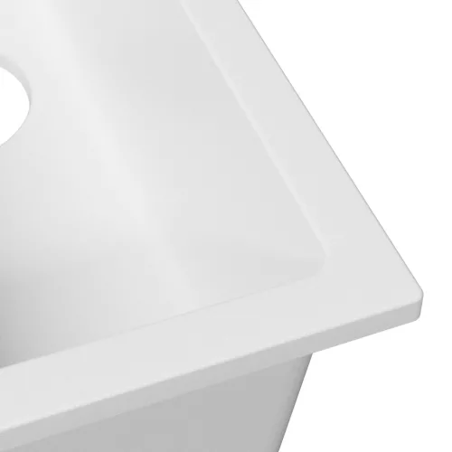  Konyhai Mosogató Túlfolyóval Fehér Gránitban