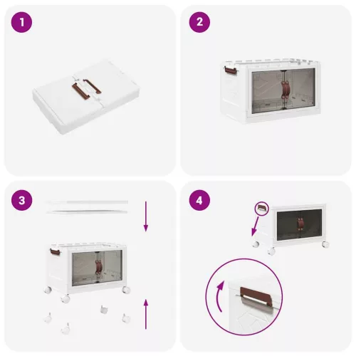  egymásra rakható tárolódoboz kerekekkel 28 L 48,5x29,5x33 cm