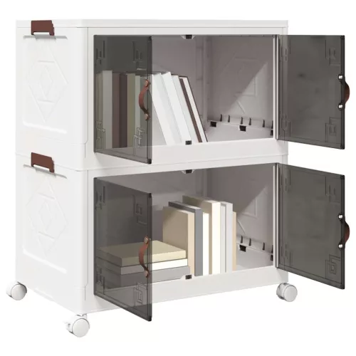  egymásra rakható tárolódoboz kerekekkel 2 szintes 75 L