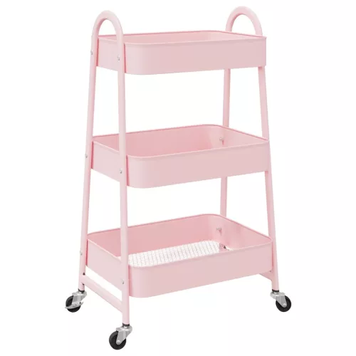  tárolókocsi 3 rétegű rózsaszín 42x41,5x77 cm acél