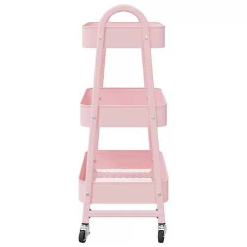  tárolókocsi 3 rétegű rózsaszín 42x41,5x77 cm acél