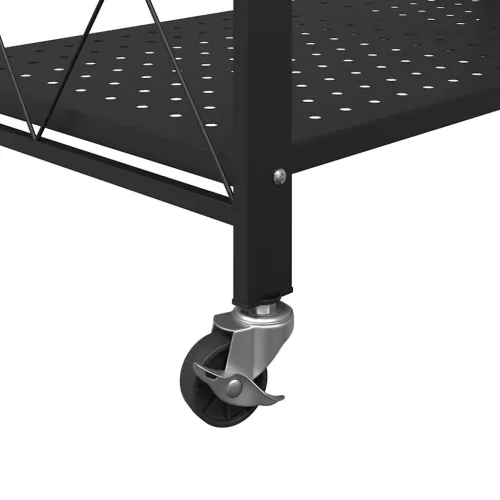  tárolópolc kerekeken fekete 71x34x88 cm acél