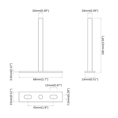  12db szénacél lebegő polckonzolok láthatatlan Ø10x100 mm