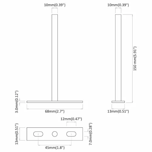  12db szénacél lebegő polckonzolok láthatatlan Ø10x150 mm