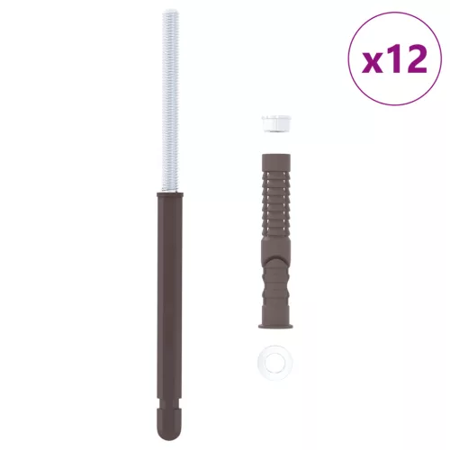  Lebegő Polc Konzolok 12 pcs Barna Ø10 x 170 mm Acél