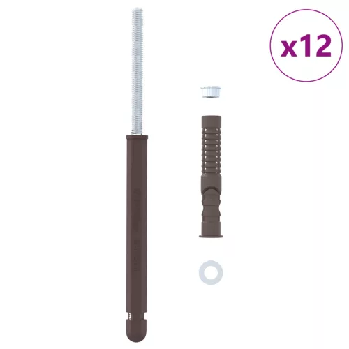  Lebegő Polc Konzolok 12 pcs Barna Ø12 x 190 mm Acél