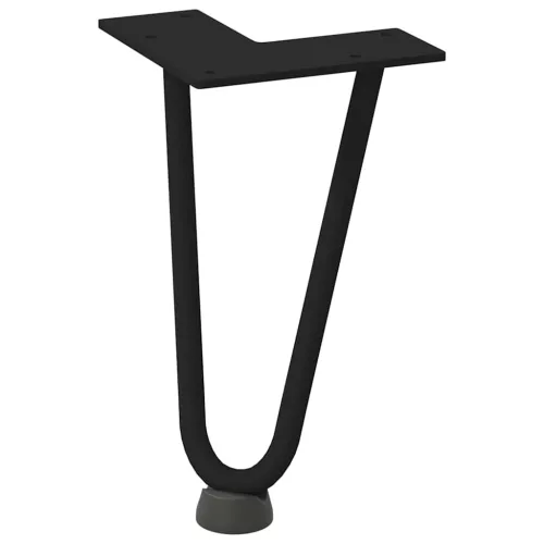  4 db fekete, tömör acél hajtűláb dohányzóasztalhoz, 20 cm