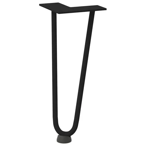  4 db fekete, tömör acél hajtűláb dohányzóasztalhoz, 30 cm