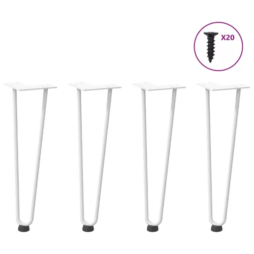  4 db fehér, tömör acél hajtűláb dohányzóasztalhoz 42 cm