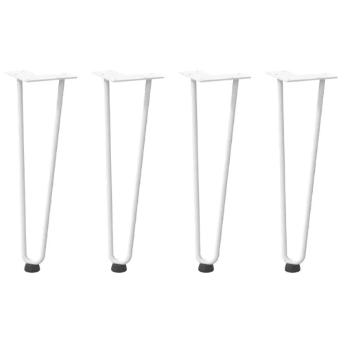  4 db fehér, tömör acél hajtűláb dohányzóasztalhoz 42 cm