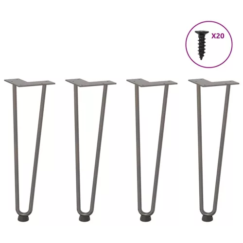  4 db natúr acél hajtűláb dohányzóasztalhoz 42 cm tömör acél