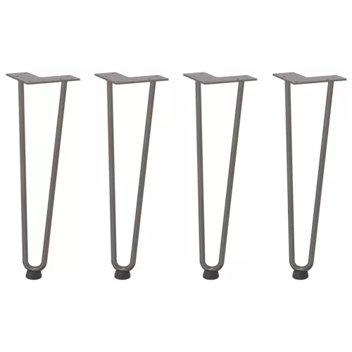  4 db natúr acél hajtűláb dohányzóasztalhoz 42 cm tömör acél
