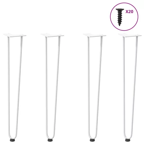  4 db-os hajtűlábak konzolasztalhoz, 72 cm, tömör acél, fehér