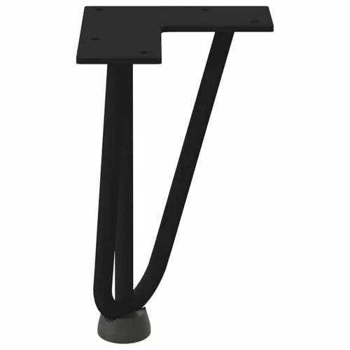  4 db fekete, tömör acél hajtűláb dohányzóasztalhoz, 20 cm