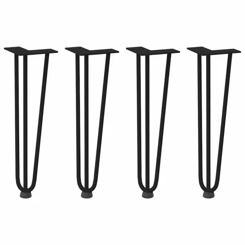  4 db fekete, tömör acél hajtűláb dohányzóasztalhoz 42 cm
