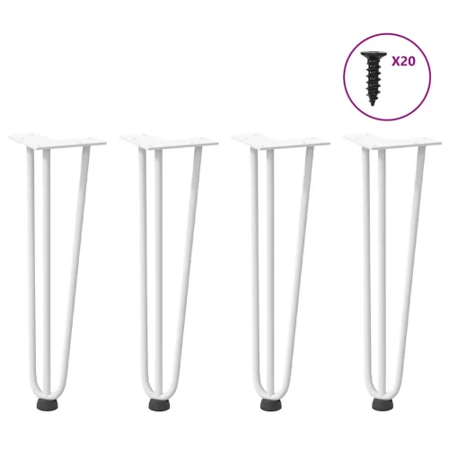  4 db fehér, tömör acél hajtűláb dohányzóasztalhoz 42 cm
