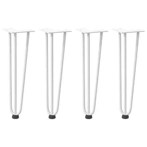 4 db fehér, tömör acél hajtűláb dohányzóasztalhoz 42 cm