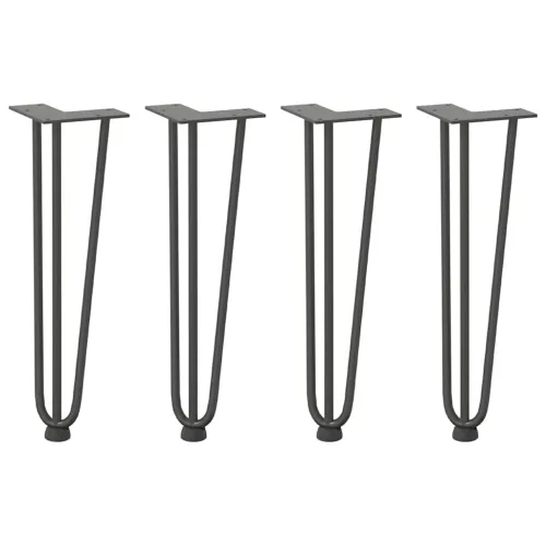  4 db antracitszürke hajtűláb dohányzóasztalhoz 42 cm tömör acél