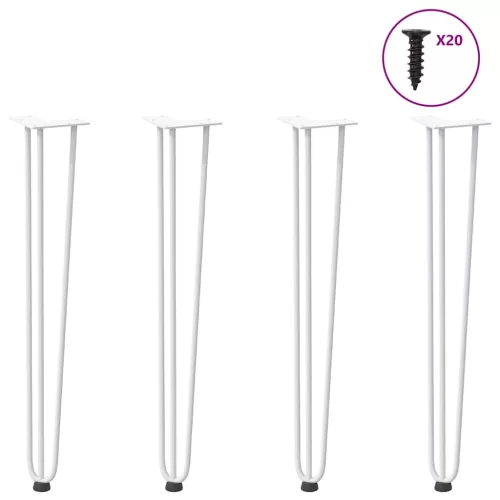  4 db-os hajtűlábak konzolasztalhoz, 72 cm, tömör acél, fehér