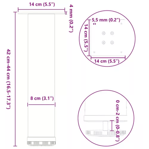  4 db fekete acél dohányzóasztal láb 42-44 cm