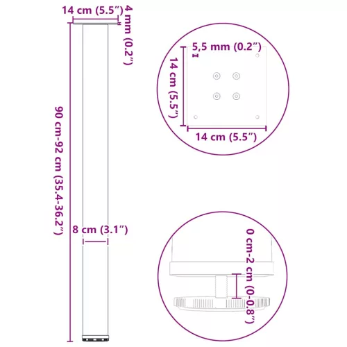  4 db fehér bárasztal láb 90-92 cm acél