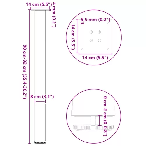  4 db antracitszürke acél bárasztalláb 90-92 cm