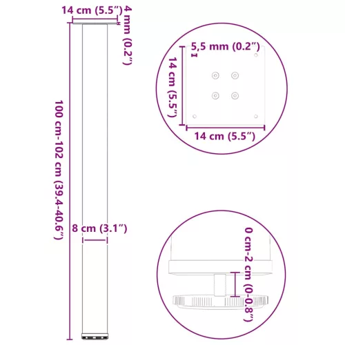  4 db fehér bárasztal láb 100-102 cm acél