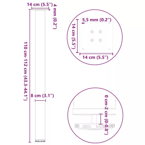  4 db fehér bárasztal láb 110-112 cm acél