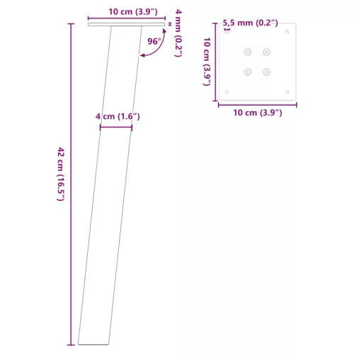  4 db fehér dohányzóasztal láb 42 cm acél