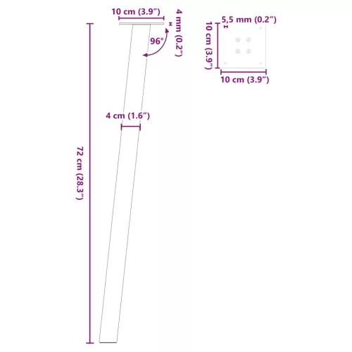  4 db natúr acél konzolasztal láb 72 cm