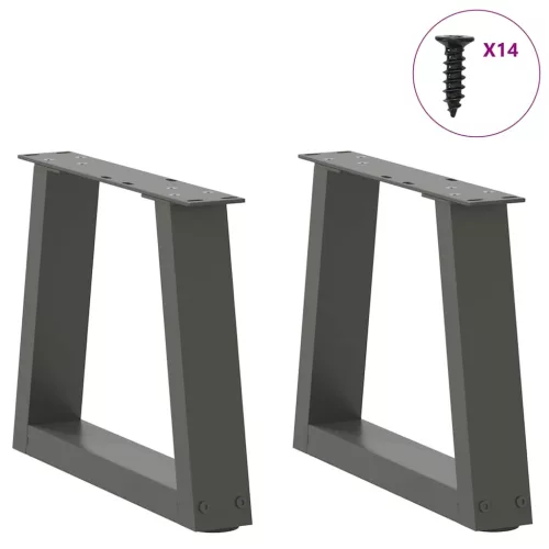  2 db antracitszürke, V-alakú acél dohányzóasztal láb 40 x (30-31,3) cm
