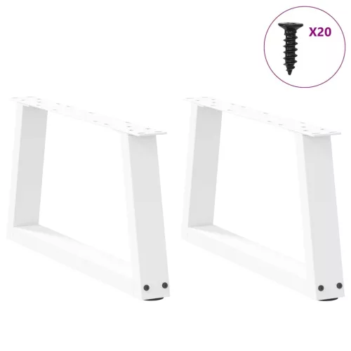  2 db fehér, V-alakú acél dohányzóasztal láb 50 x (30-31,3) cm