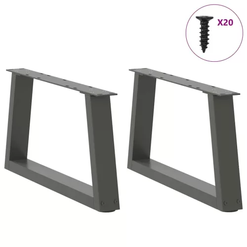  2 db antracitszürke, V-alakú acél dohányzóasztal láb 50 x (30-31,3) cm