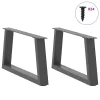  2 db antracitszürke, V-alakú acél dohányzóasztal láb 60 x (30-31,3) cm