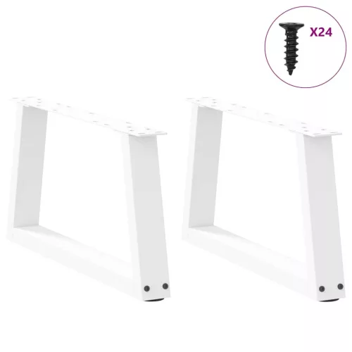  2 db fehér, V-alakú acél dohányzóasztal láb 70 x (30-31,3) cm