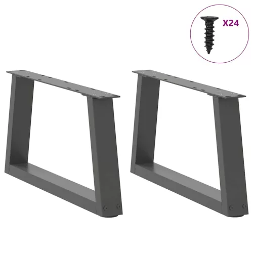  2 db antracitszürke, V-alakú acél dohányzóasztal láb 70 x (30-31,3) cm