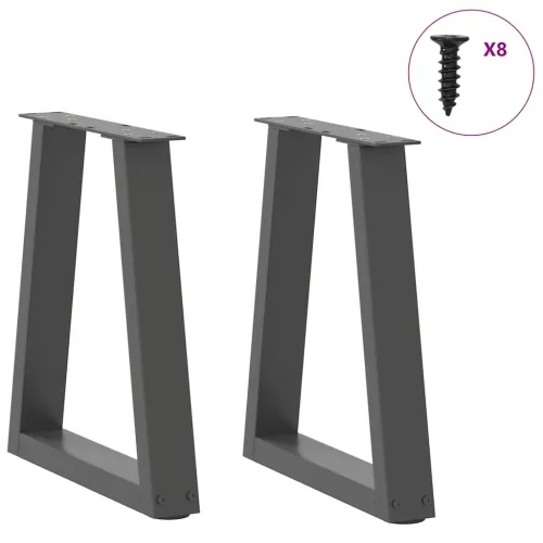  2 db antracitszürke, V-alakú acél dohányzóasztal láb 28 x (42-43,3) cm