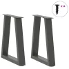  2 db antracitszürke, V-alakú acél dohányzóasztal láb 38x(42-43,3) cm