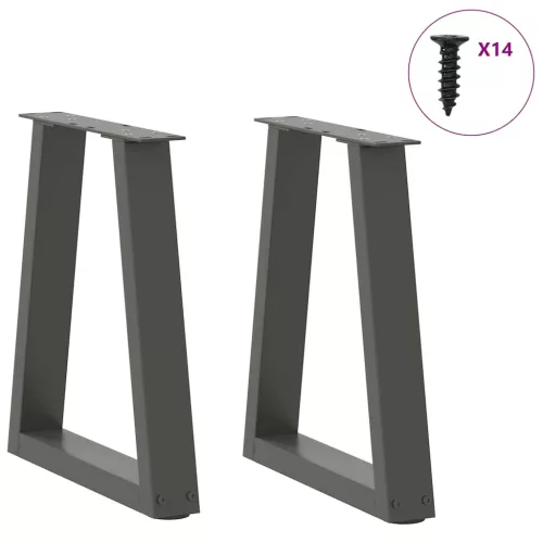 2 db antracitszürke, V-alakú acél dohányzóasztal láb 38x(42-43,3) cm