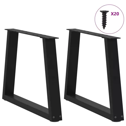  2 db fekete, V-alakú acél dohányzóasztal láb 50 x (42-43,3) cm