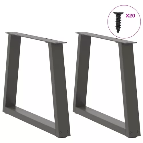  2 db antracitszürke, V-alakú acél dohányzóasztal láb 50 x (42-43,3) cm