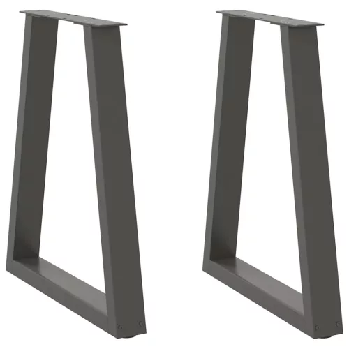  2 db antracitszürke, V-alakú acél étkezőasztalláb 50x(72-73,3) cm