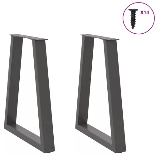  2 db antracitszürke, V-alakú acél étkezőasztalláb 50x(72-73,3) cm