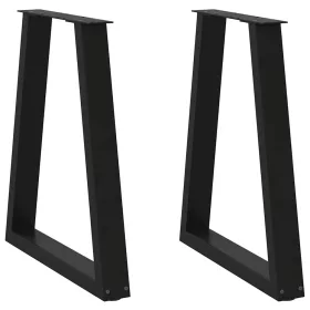    2 db fekete, V-alakú acél étkezőasztal láb 60 x (72-73,3) cm