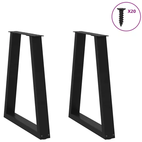  2 db fekete, V-alakú acél étkezőasztal láb 60 x (72-73,3) cm